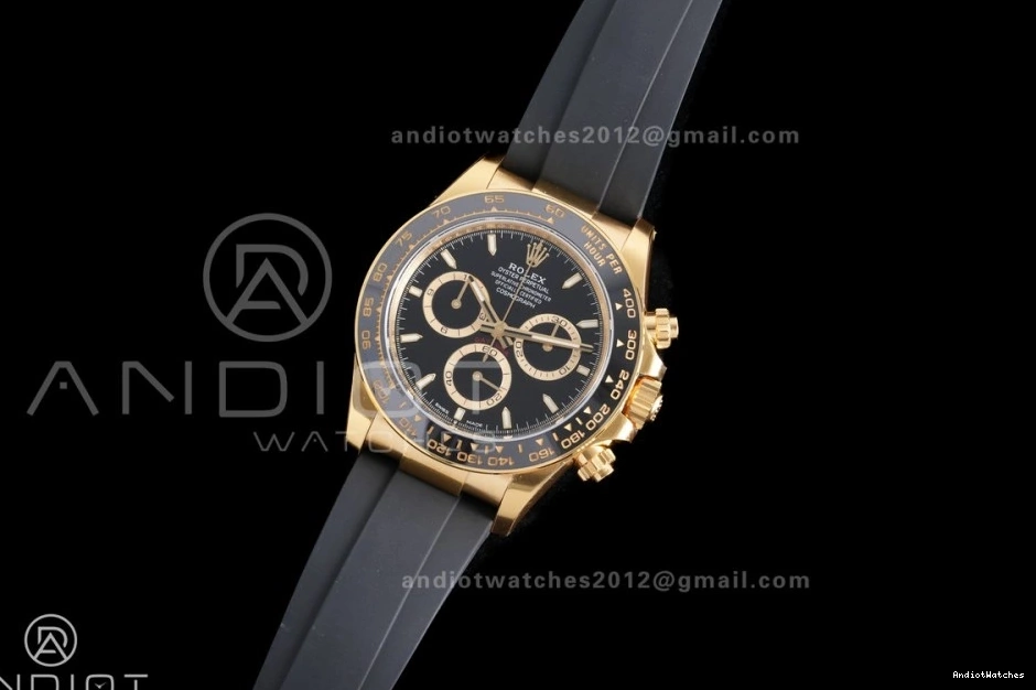 Gold VSF 804 Daytona Marker Weight Black Best Snug Gain Black Dial 1:1 DD Stick Sub-dial Oyster-flex Rim Edition 126518 on Strap 0308